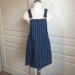 Sky & Sparrow Small striped skirt denim overall